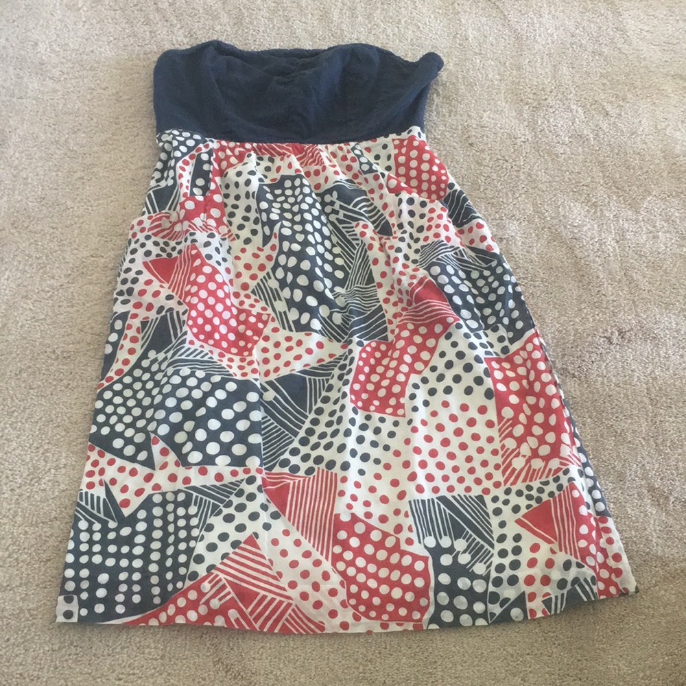 Polka dot patterned anthro odille tube dress